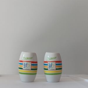 Vintage Succession Picasso Ceramic Salt & Pepper Shaker Set Stripes Art 3" High